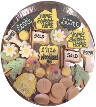 Frosted Realtor Real Estate Sold House Sign Key Sugar Cookie Tray