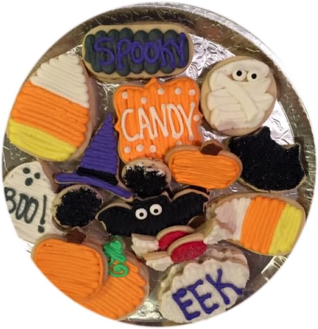 Frosted Halloween Candy Corn Ghost Pumpkin Sugar Cookie Tray