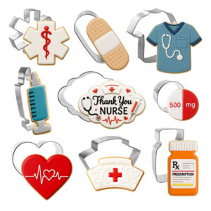 9 Piece Nurse Nursing Cookie Cutter Set
