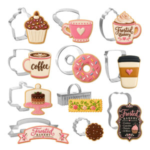 12 Piece Coffee Shop Cookie Cutter Set