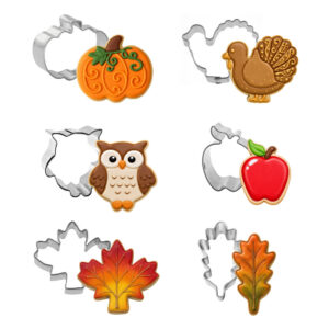6 Piece Mini Thanksgiving Autumn Fall Pie Crust Cookie Cutter Set