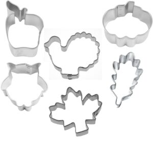 6 Piece Mini Thanksgiving Autumn Fall Pie Crust Cookie Cutter Set