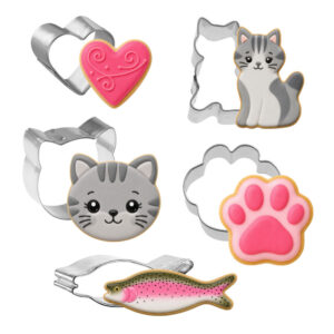 5 Piece Mini Cat Kitten Treat Cookie Cutter Set