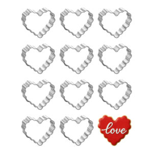 1 Dozen (12) Mini 1.5 inch Fluted Heart Cookie Cutters