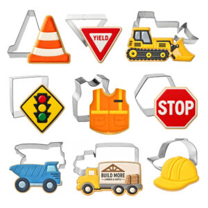 9 Piece Construction Road Work Crew Cookie Cutter Set