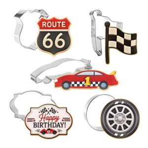 5 Piece Hwy Route 66 Race Car Cookie Cutter Set