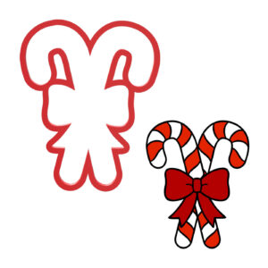 Candy Canes with Bow Cookie Cutter STL File Digital Download