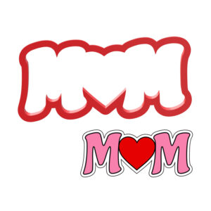 Mom with Heart Cookie Cutter STL File Digital Download