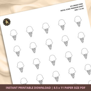 Ice Cream Cone Royal Icing Transfer (3 sizes) Digital Download