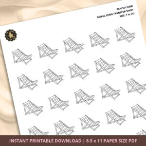Beach Chair Royal Icing Transfer (3 sizes) Digital Download