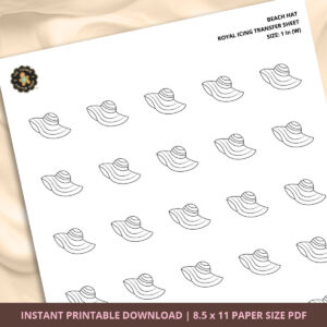Beach Hat Royal Icing Transfer (3 sizes) Digital Download