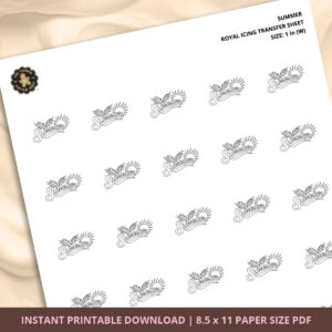 Summer Royal Icing Transfer (3 sizes) Digital Download