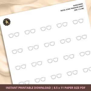 Sunglasses Royal Icing Transfer (3 sizes) Digital Download