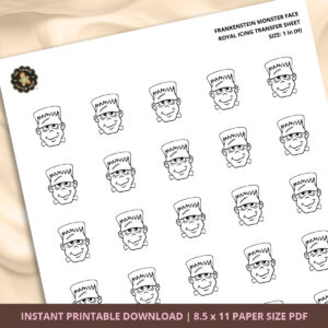 Frankenstein Monster Face Royal Icing Transfer (3 sizes) Digital Download