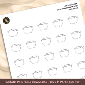 Witch Cauldron Royal Icing Transfer (3 sizes) Digital Download