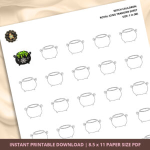 Witch Cauldron Royal Icing Transfer (3 sizes) Digital Download