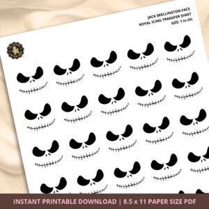 Jack Skull Face Royal Icing Transfer (3 sizes) Digital Download