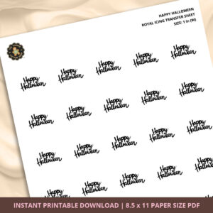 Happy Halloween Royal Icing Transfer (4 sizes) Digital Download