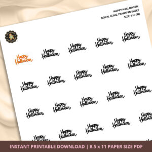 Happy Halloween Royal Icing Transfer (4 sizes) Digital Download