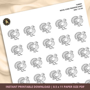 Turkey Royal Icing Transfer (3 sizes) Digital Download