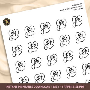 Turkey Face Royal Icing Transfer (3 sizes) Digital Download