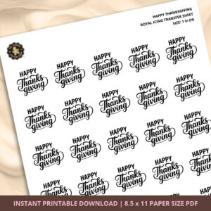 Happy Thanksgiving Royal Icing Transfer (3 sizes) Digital Download