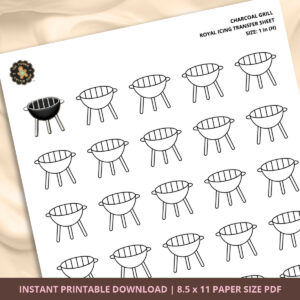 Charcoal Grill Royal Icing Transfer (3 sizes) Digital Download