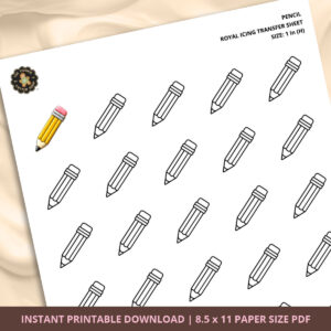 Pencil Royal Icing Transfer (3 sizes) Digital Download