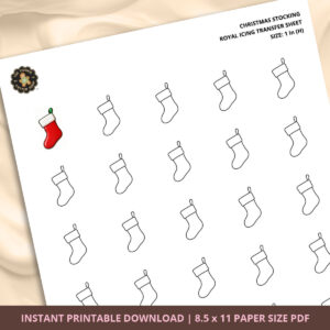 Christmas Stocking Royal Icing Transfer (3 sizes) Digital Download