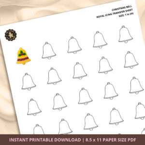 Christmas Bell Royal Icing Transfer (3 sizes) Digital Download