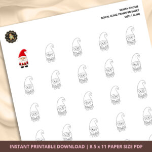 Santa Gnome Royal Icing Transfer (3 sizes) Digital Download