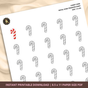 Candy Cane Royal Icing Transfer (3 sizes) Digital Download
