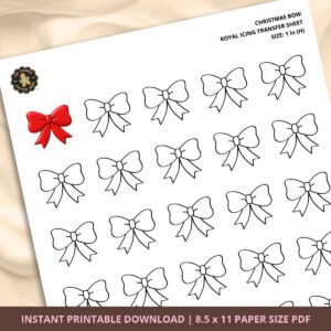 Christmas Bow Royal Icing Transfer (3 sizes) Digital Download