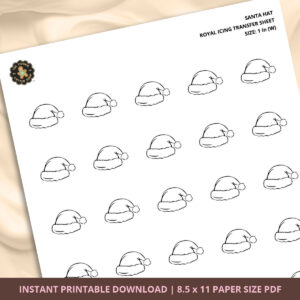 Santa Hat Royal Icing Transfer (3 sizes) Digital Download