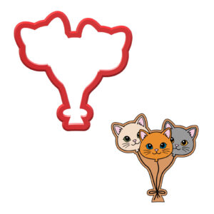Cat Face Balloons Cookie Cutter STL File Digital Download