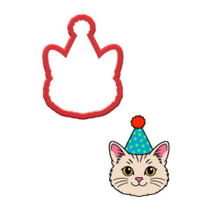 Cat Face with Party Hat Cookie Cutter STL File Digital Download