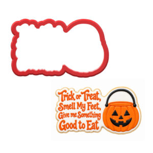Trick or Treat with Pumpkin Pail Cookie Cutter STL File Digital Download