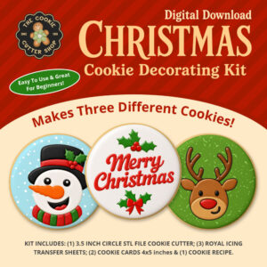 Christmas Cookie Decorating Kit Digital Download / makes Merry Christmas, Snowman Face, Reindeer Face Cookies